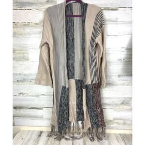 UnUbranded Women’s S Oversized Long Sleeve Fringe Duster Cardigan Sweater NEW